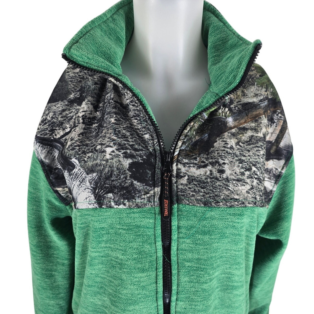 Trail Crest Fleece Full Zip Heather Green Mossy Oak Design Women's Jacket L - Picture 2 of 4